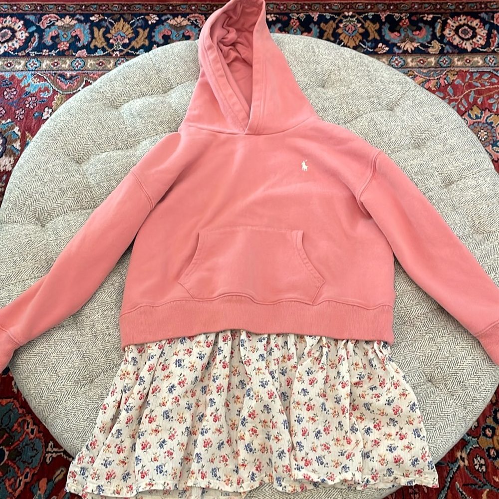 Polo by Ralph Lauren Pink Hoodie Dress with Floral Skirt